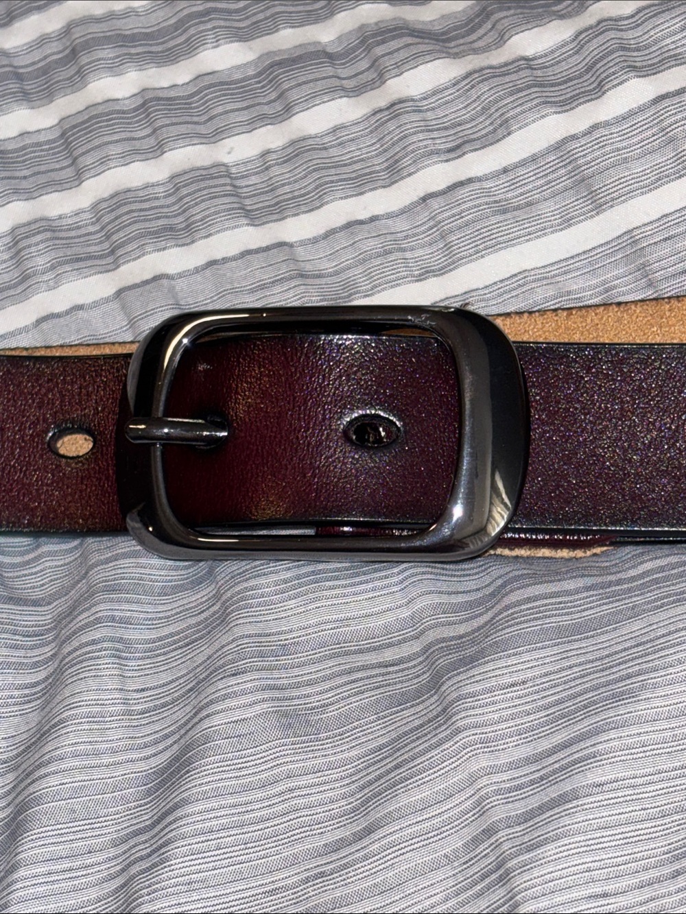 Women’s Leather Belt - Burgundy - Picture 2 of 6